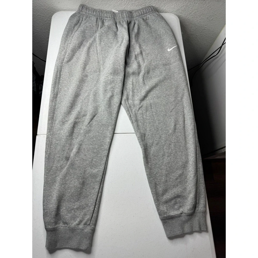 Nike Mens Fleece Sweatpants Heather Gray Embroidered Swoosh Joggers Large